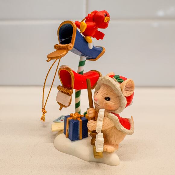 Vintage Mistletoe Magic, Mouse and Mailbox -Letters to Santa, Holiday Ornament - Picture 1 of 10